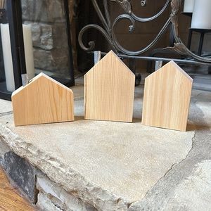 New Set of Three Small Wooden Decor Houses for Tier Trays